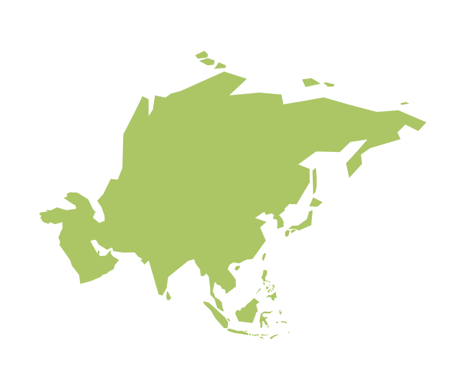 green outline of asia