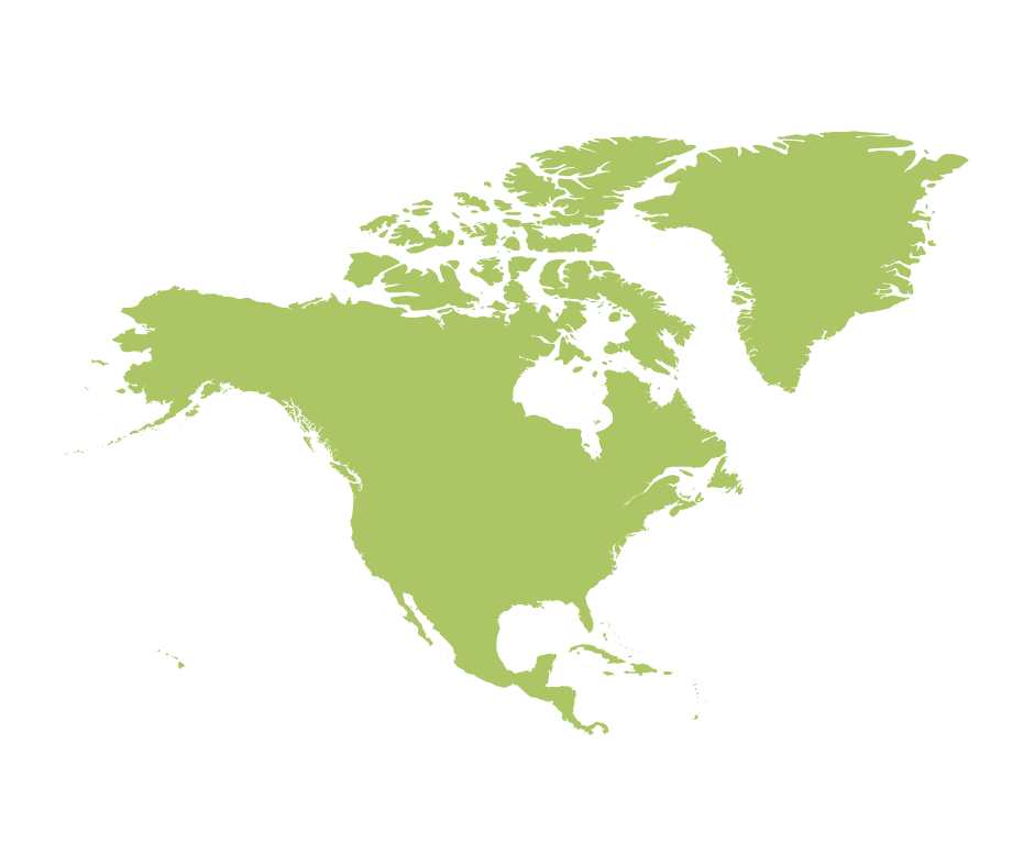 green outline of north america