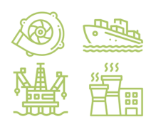 ship, oil rig, powerplant, and turbo logo